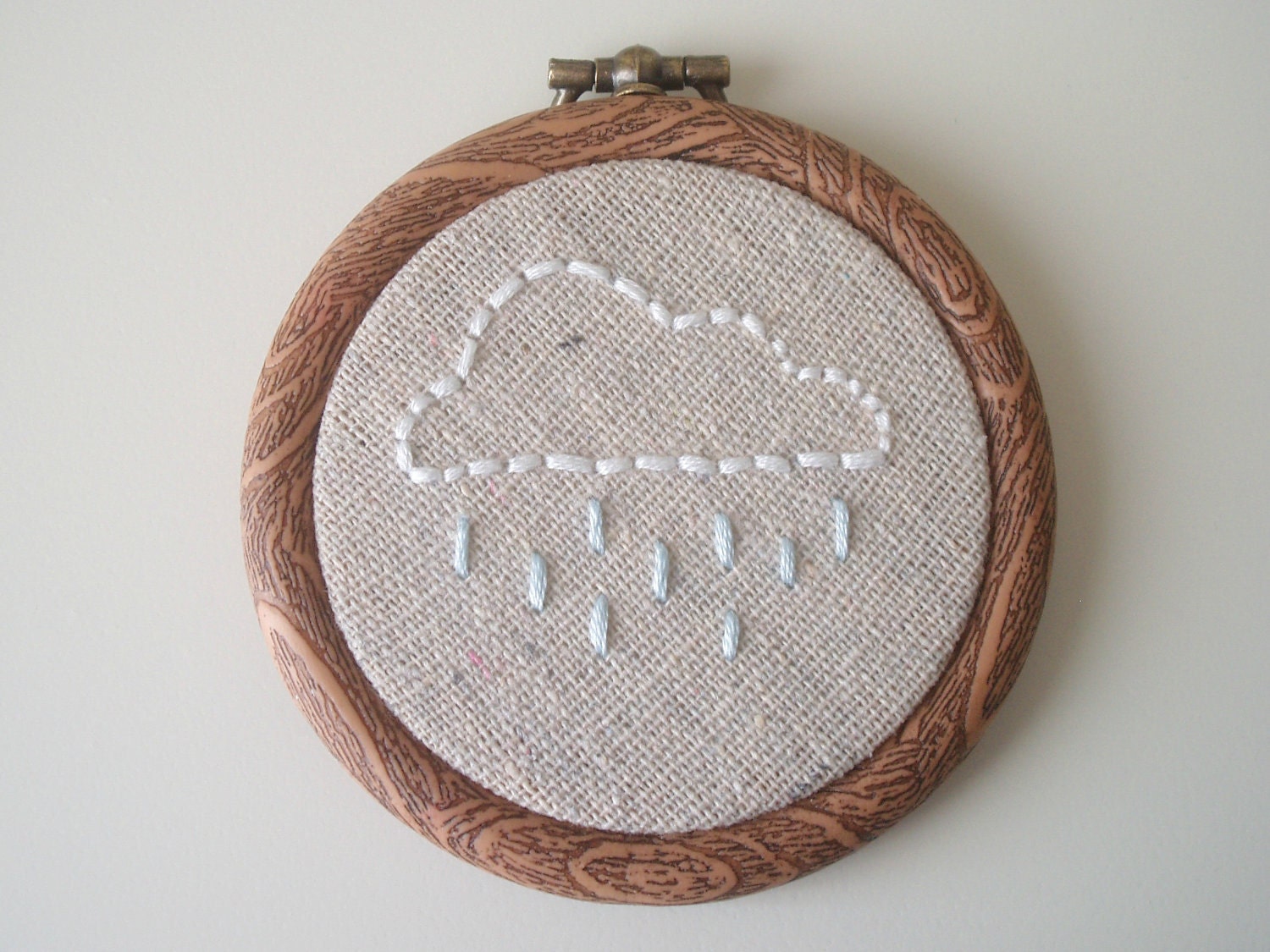 Rain Cloud Embroidered Hoop Art - 3 inch