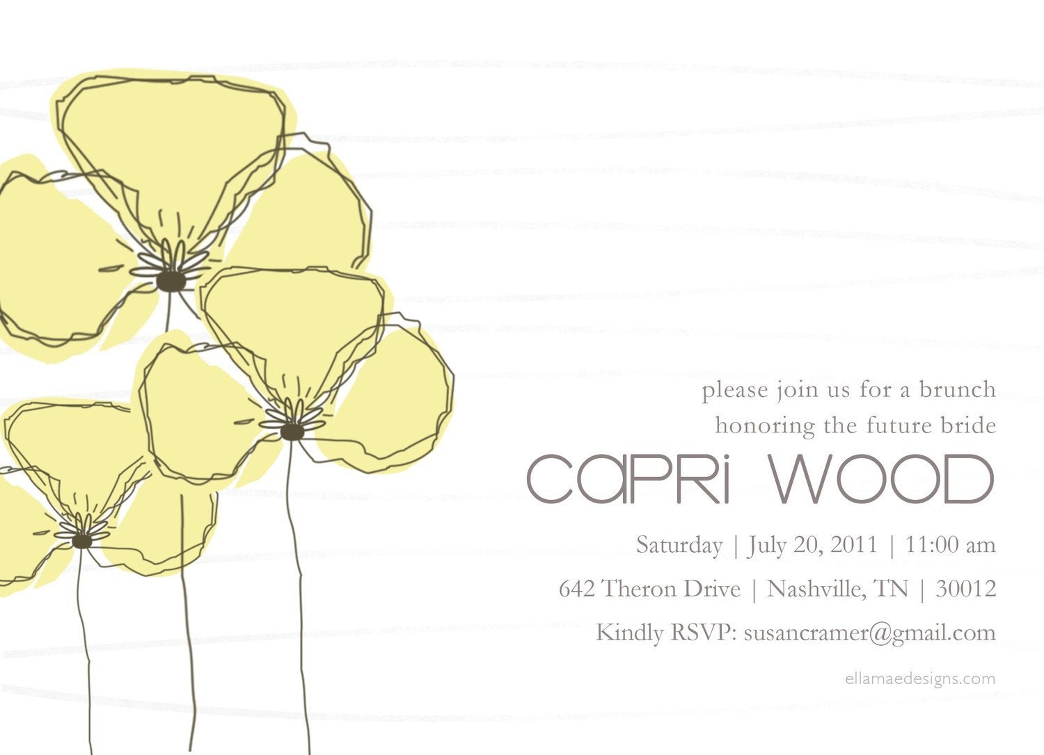 Bridal Shower - Wedding Announcement - Invitation - Flower