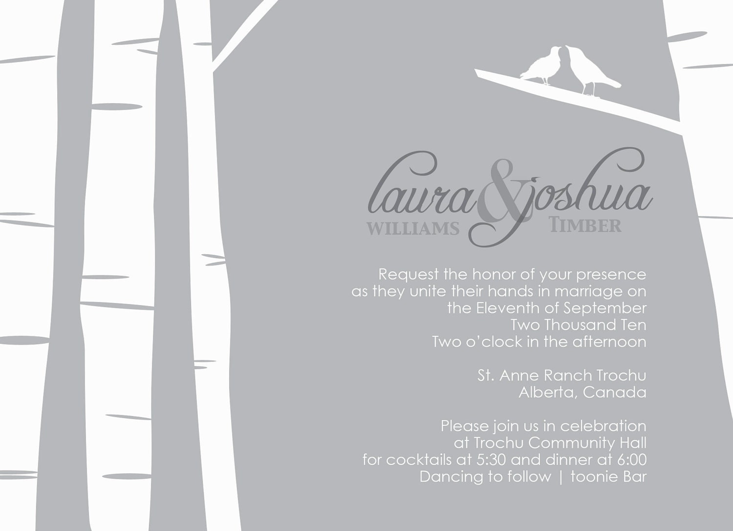 Wedding Announcement - Laura - Mountain and Outdoor Wedding - Aspen Trees and Love Birds