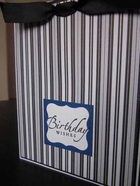A Black and White Striped Masculine Happy Birthday Card
