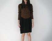 Vintage brown and black stripe 80s knit dress.(SALE)