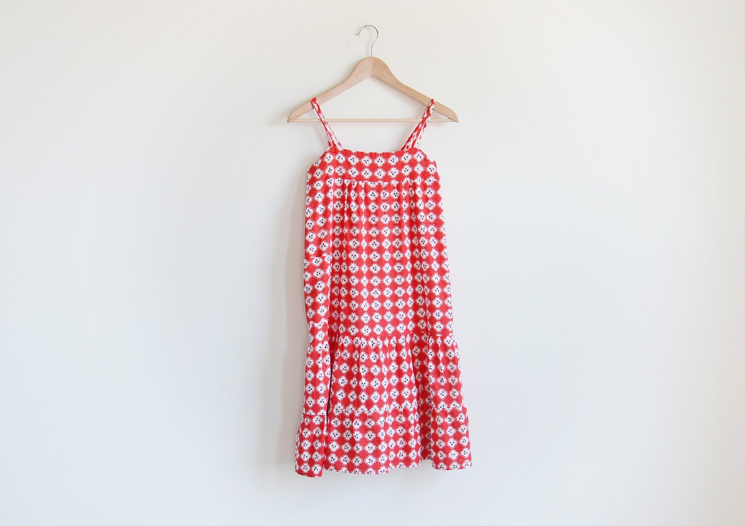 Vintage red kimono print sun dress.