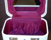 Vintage white vanity suitcase w key McBrine Baggage