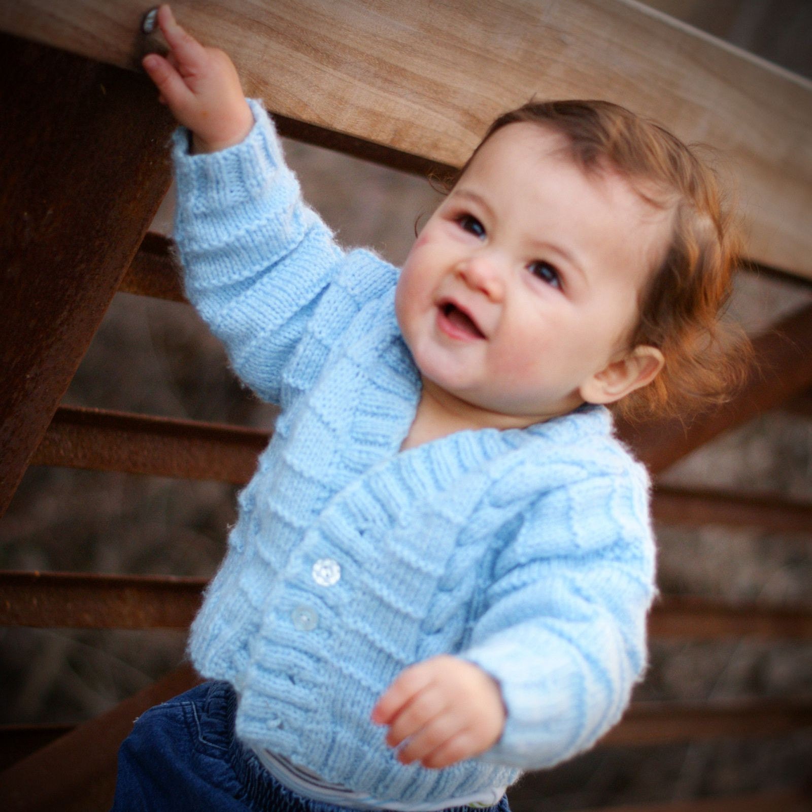 Hand knit Childs Cardigan
