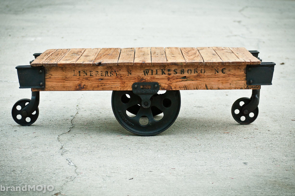 RESERVED for Lisa Genest: Original Industrial Factory Cart Coffee Table - 54L x 27w x 16.5t salvaged furniture steampunk living room