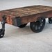 Vintage Industrial Factory Cart Coffee Table - 48L x 27w x 16.5t - very early furniture salvaged repurposed weathered rustic in stock