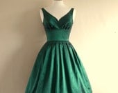Size UK 6-16 - Emerald Green Taffeta Prom Dress - Made by Dig For Victory