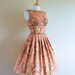 1950s Style Chestnut Brown Rose Print Cotton Prom Dress- Made by Dig For Victory