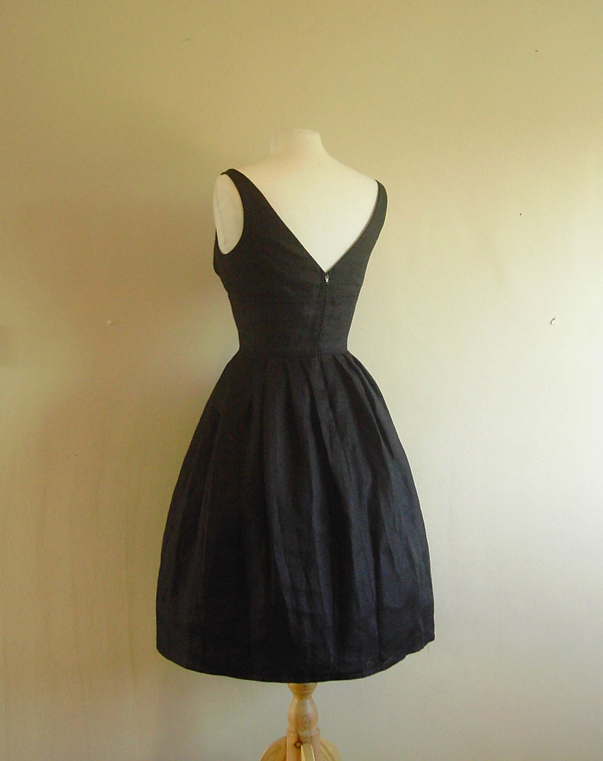 Size UK 6-16 - Black Linen Tiffany Prom Dress - Made by Dig For Victory