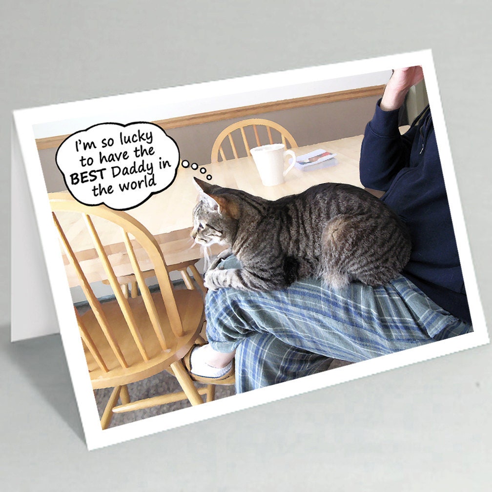 Father's Day card / Happy Fathers Day / Birthday card / the best Daddy in the world - Cute cat cards (Ready to ship) 050HF