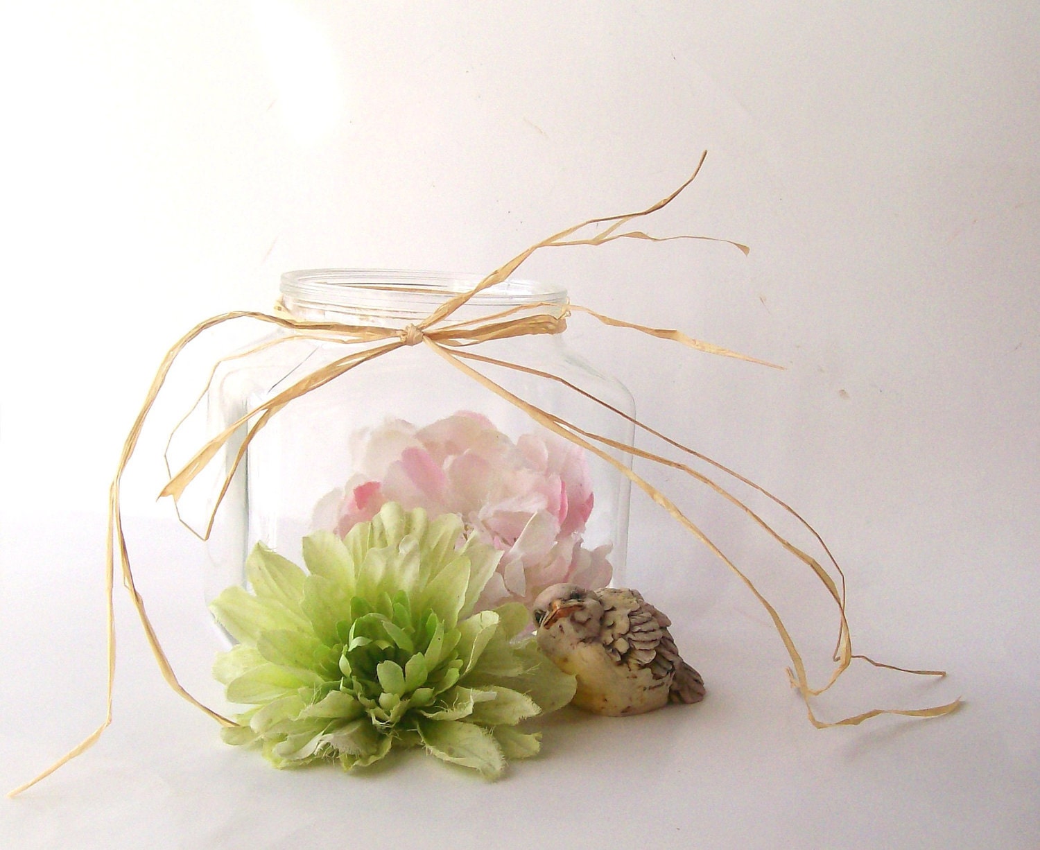 Vintage Glass Jar Farmhouse Prim Pressed Glass Shabby Chic