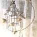 Antique Wrought Iron Bird cage and Stand. Paper Butterflies. Shabby Rusty Ornamental  Romantic Cottage Garden Patio Wedding Accessory SALE