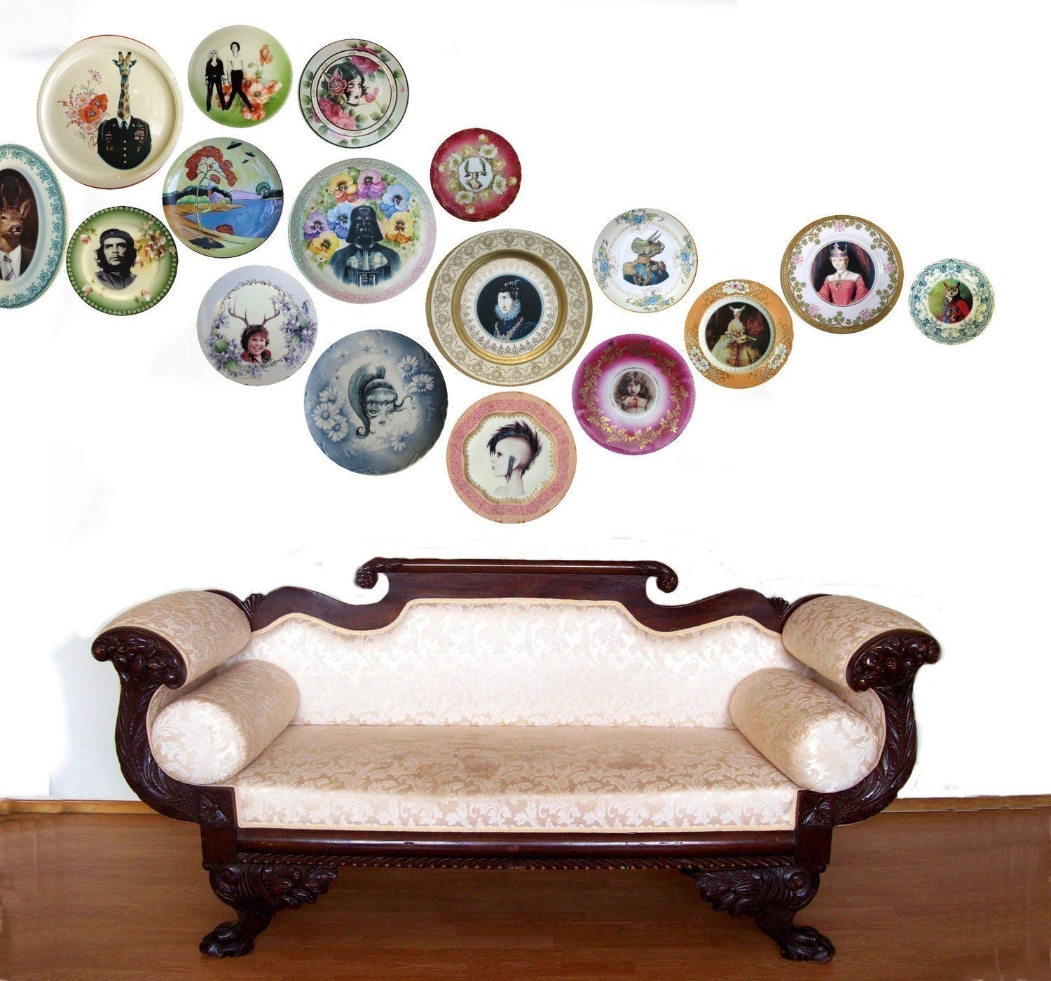 SALE - Zombie Love, Wedding Portrait - Altered Vintage Plate