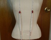Vintage Milkglass Necklace  Super Long