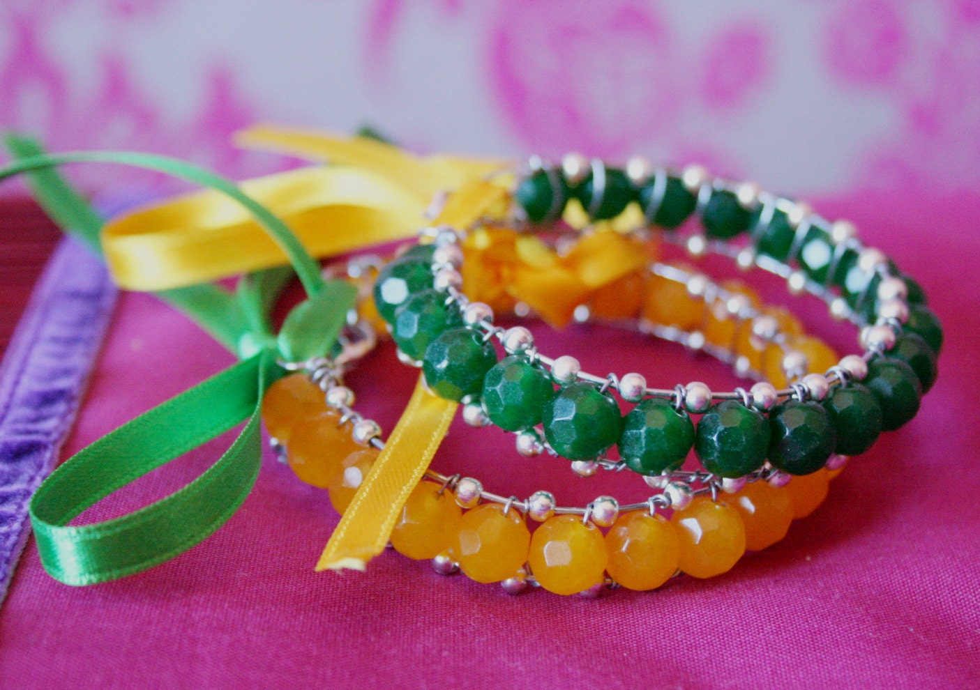 Bracelet Yellow Green. Lemon & Lime Bracelets. Pulseras de limón y lima