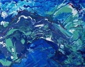 lake in mountain landscape abstract painting contemporary travel original hand made