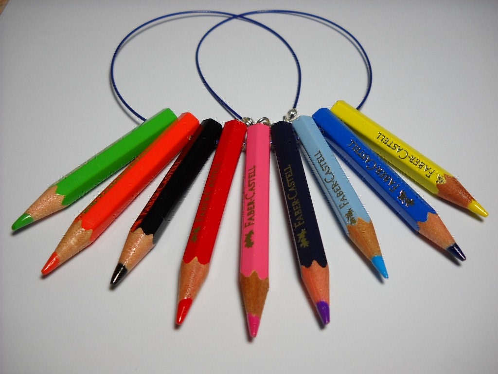 Wooden Colored Pencils Necklace
