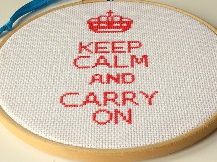 Keep Calm and Carry On Counted Cross Stitch DIY Kit