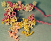 fiber necklace - Gilded Flamingo - unique textured bib necklace