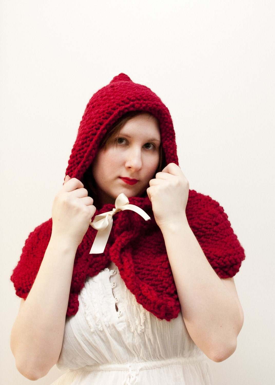 Knit Chunky Red Riding Hood--Cape--Fairytale Collection MADE TO ORDER