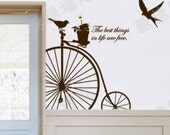 Wall Decor Decal Sticker Removable Vinyl bicycle bird