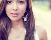 Druzy and Moonstone Gold Hoop Earrings