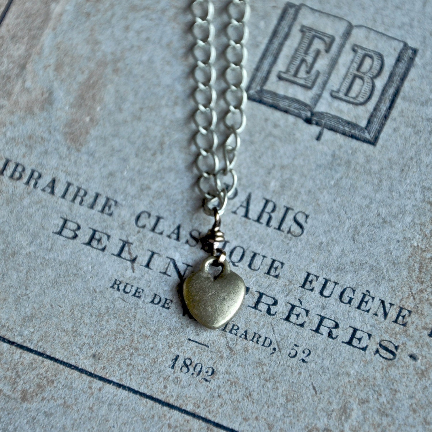 Heart Charm Necklace with Pink Swarovski