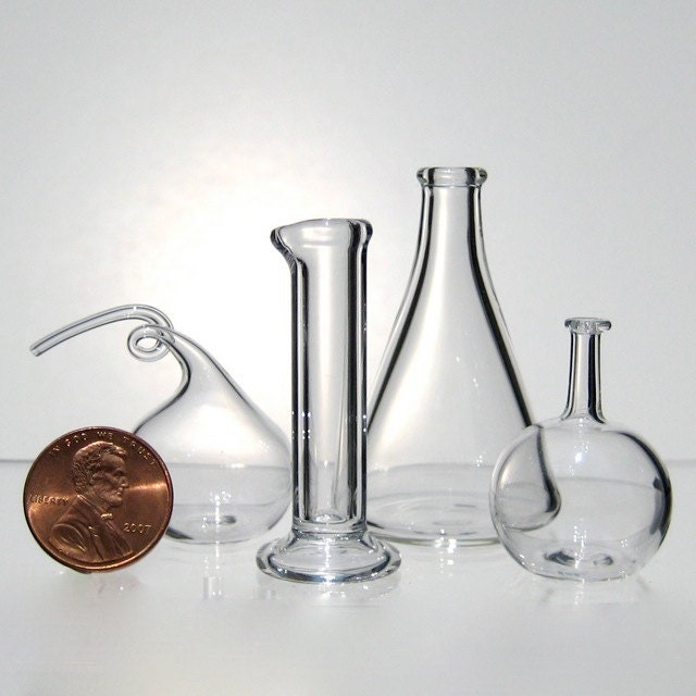 Miniature Boiling Flask, Hand Blown Glass