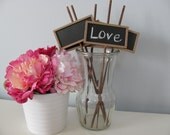 Chalkboard Signs on Stick Photo Booth Props  Reception Buffet Table Numbers Candy Bar Signs and more Set of 5 Personalize for FREE