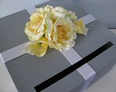 Wedding Card Box Gray with Yellow Roses and Calla Lily You Can Customize Colors and Flowers Large 14 inch Box