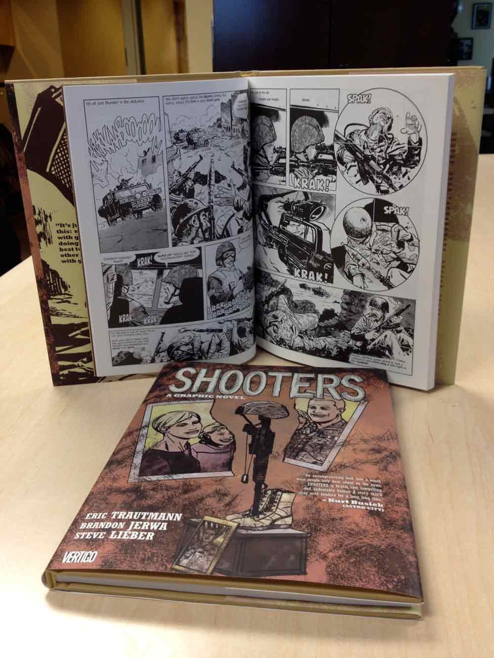 autographed SHOOTERS hardcover graphic novel,  illustrated by Steve Lieber, published by Vertigo,