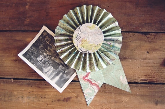 Recycled Map Prize Ribbon