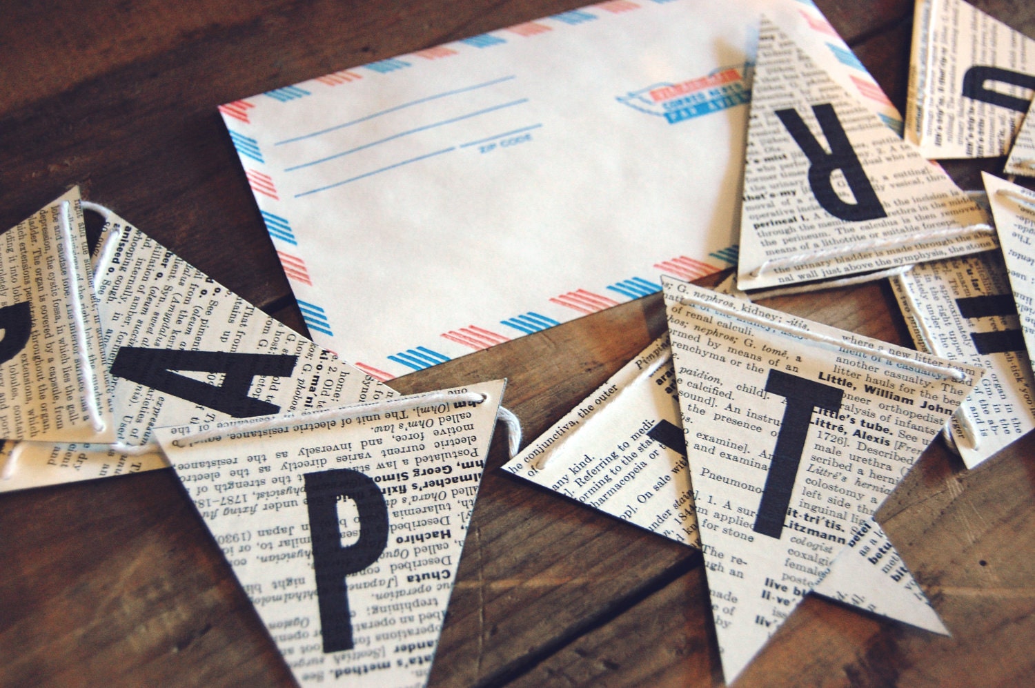 Happy Birthday Recycled Book Pages Banner