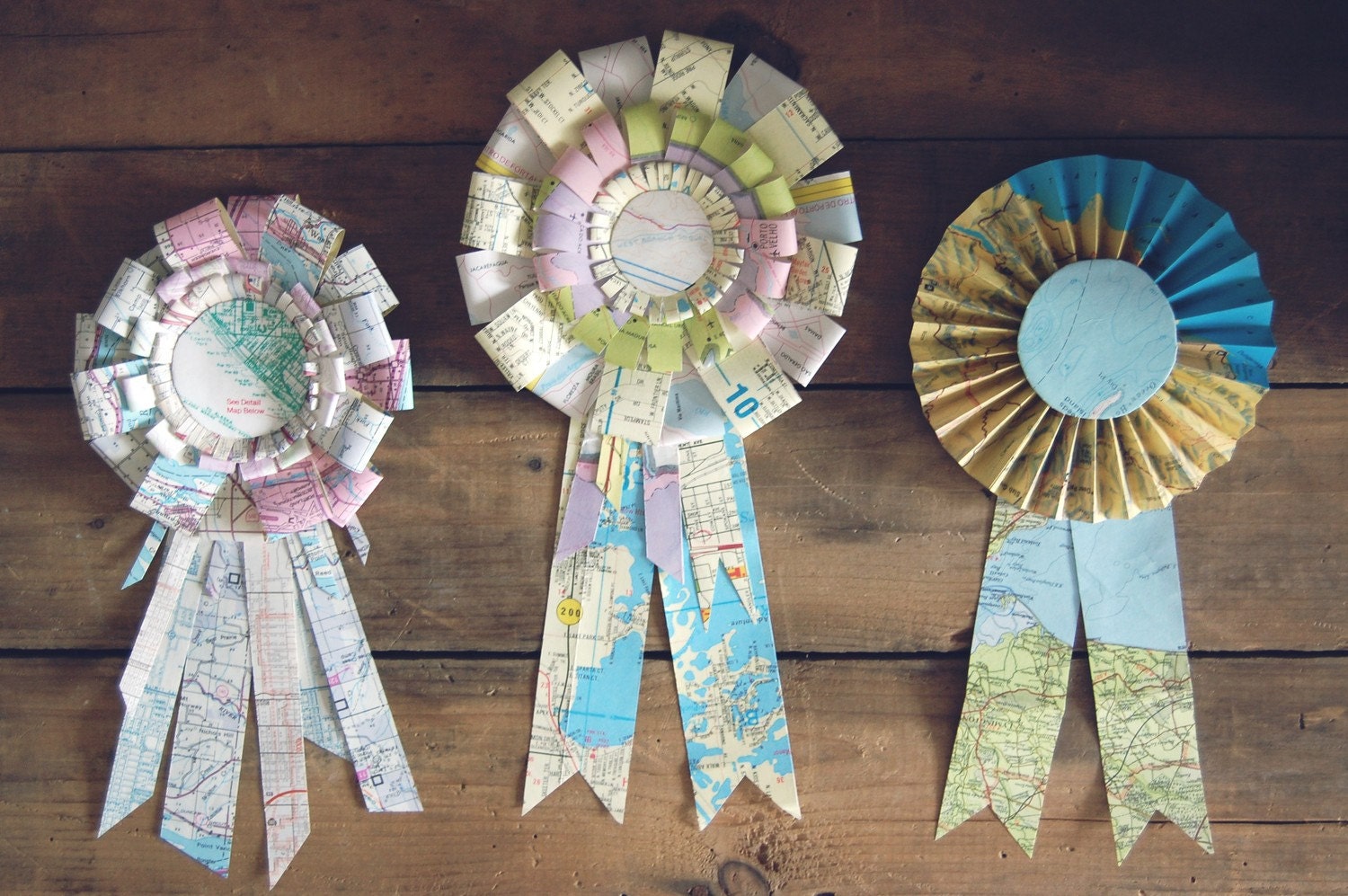 Recycled Map Prize Ribbon