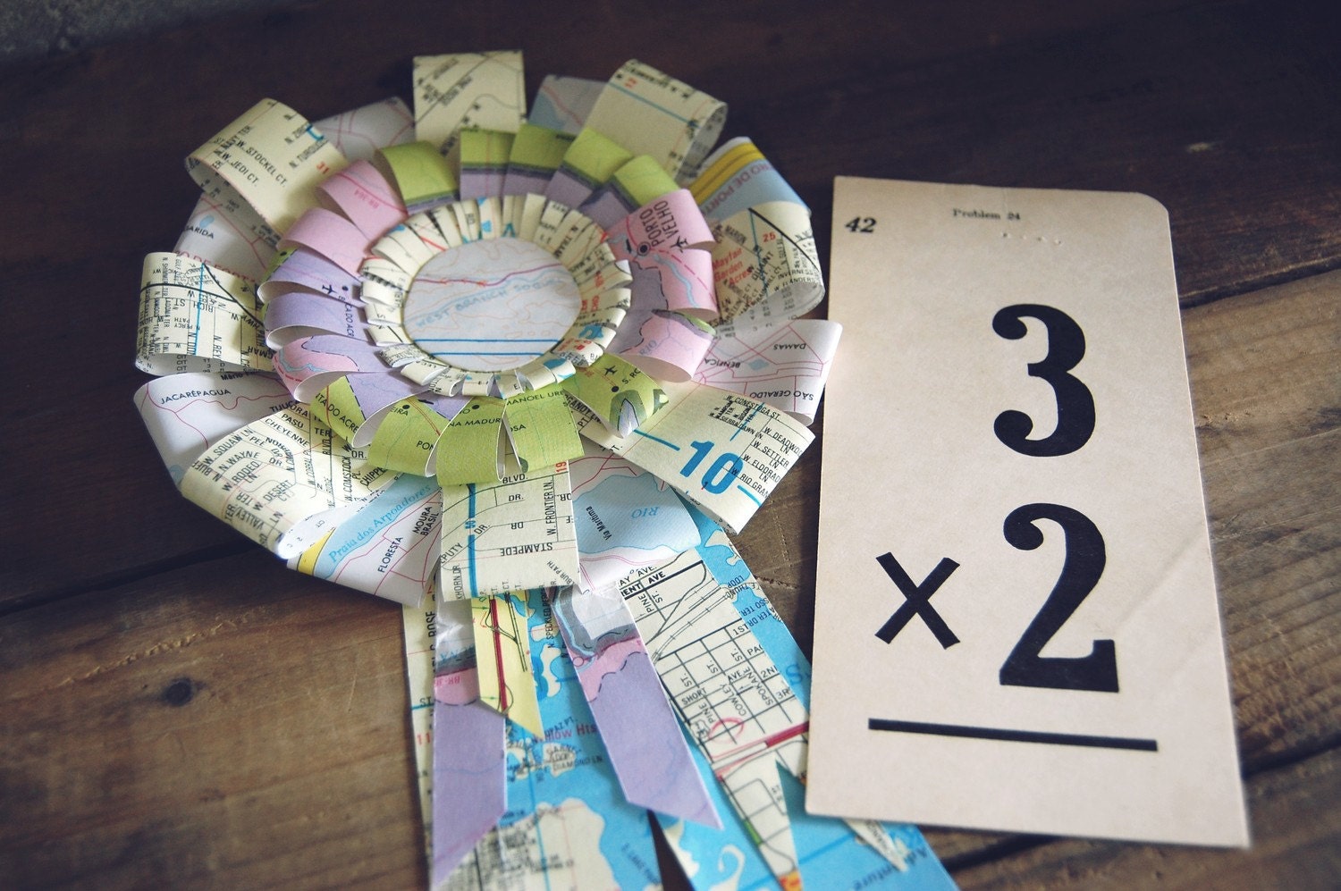 Recycled Map Prize Ribbon