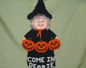 Witch Door or Wall Hanging Halloween Handmade Plastic Canvas