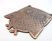 Etched Copper Owl Pendant Jewelry Darkened Copper SALE