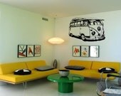 Old School VW Bus Detailed  Driving Mural - surf and vintage retro inspired  -vinyl wall art decals sticker by 3rdaveshore