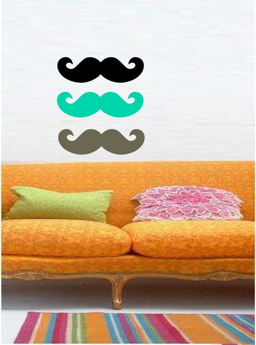 Multicolored Mustaches For You or to Share - BFF - Vinyl art decals stickers by 3rdaveshore