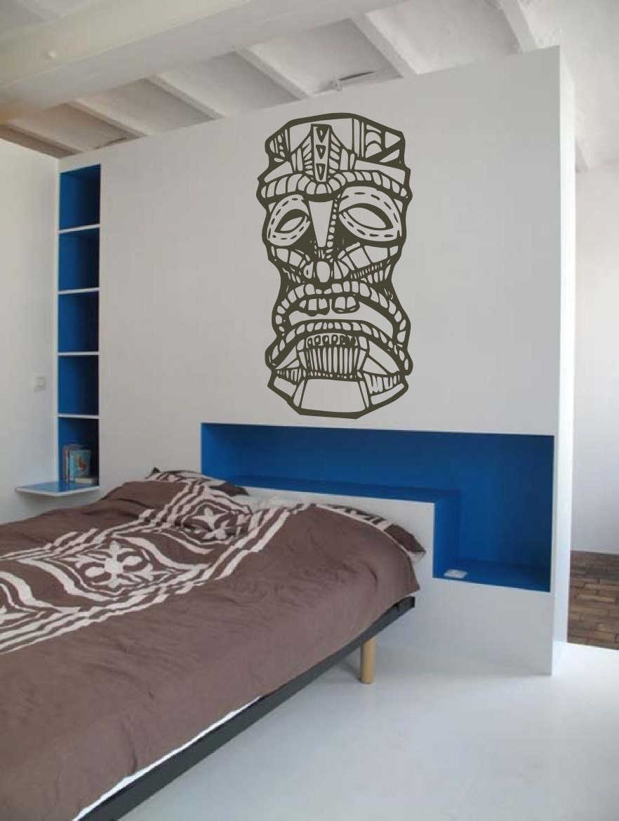 Hawaiian Tiki Dude with unique vintage look - very detailed- vinyl wall art decals graphic sticker by 3rdaveshore