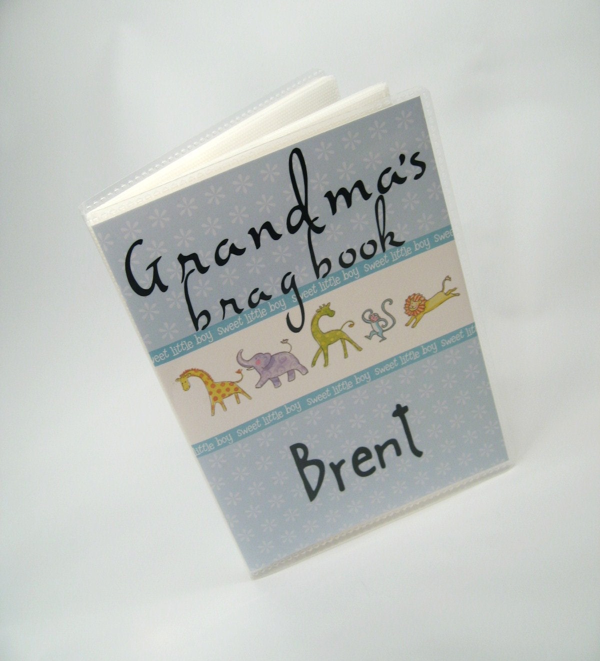 baby boy brag book photo album grandmas brag book blue personalized custom name mothers day