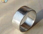 Forged Wide Sterling Silver Band, Handmade Ring, Size 10