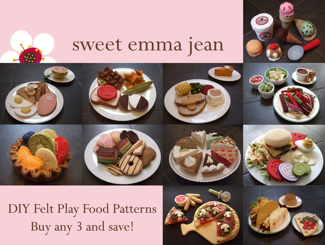 Felt Play Food Pattern PDFs - Buy Any Three and Save - DIY Felt Food Patterns
