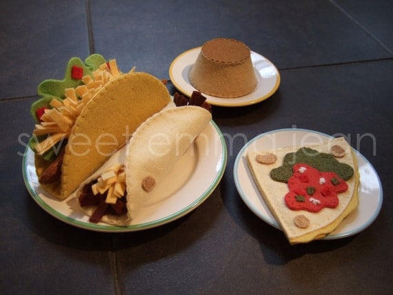 Felt Play Food Pattern - Taco Dinner - Felt Mexican Food PDF - DIY Felt Food