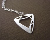 FACETED TRILLION (Triangle) NECKLACE - 199 Carat Series - Sterling Silver - Hand Cut by Gemagenta - Asymmetric, Light, Architecture, Diamond