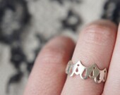 LINGERIE RING 001 - Sterling Silver - Hand Cut by Gemagenta - White or Black - Sexy, Lace, Brocade, Delicate