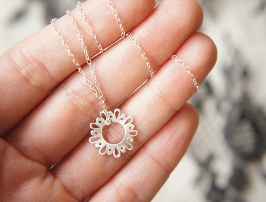 LINGERIE TINY CUTE Pendant - Sterling Silver - Hand Cut by Gemagenta - Black or White - Everyday Necklace, Delicate, Lace, Romantic, Sweet