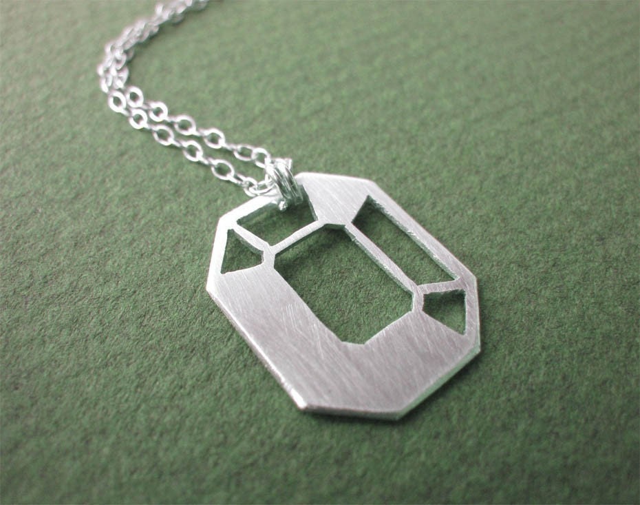FACETED EMERALD PENDANT - 199 Carat Series - Sterling Silver - Hand Cut