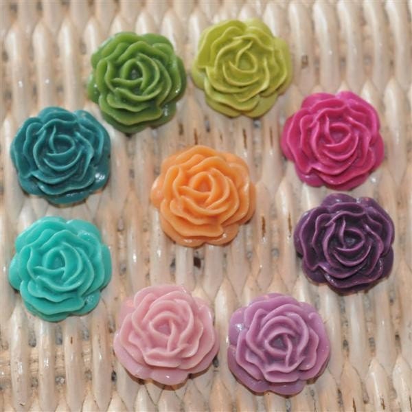 Multi Assortment Set of 9 ...Ruffle Scallop Rose 20mm Perfect RING size. Super Design. Matte Finish. SPRING Colors