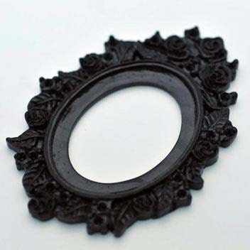 Set of 2 Retro Bed of Roses Open Back Vintage Style Frame for Cabochon....39mm x 65mm 30mm x 40mm Black